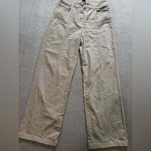 Hugo Boss Beige Barrel-Leg Pants US 12 Curved Leg